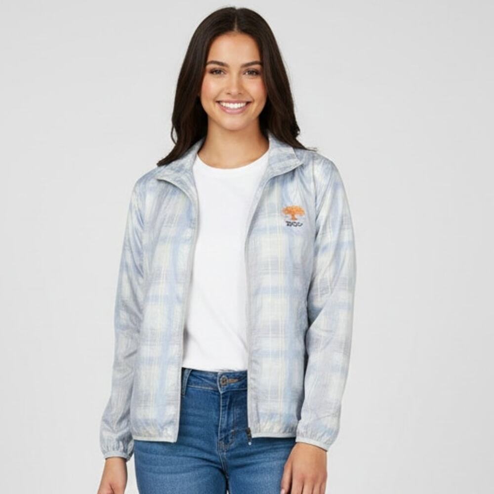 Nike Golf Womens 1/4 Zip Oaktree Windbreaker Sz Medium Plaid Multi Sporty Jacket